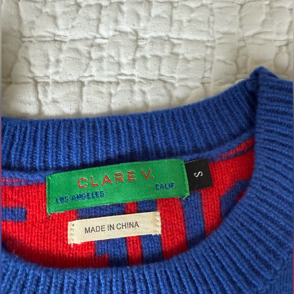 Clare V. Blue and Red Graphic Sweater - Picture 7 of 7